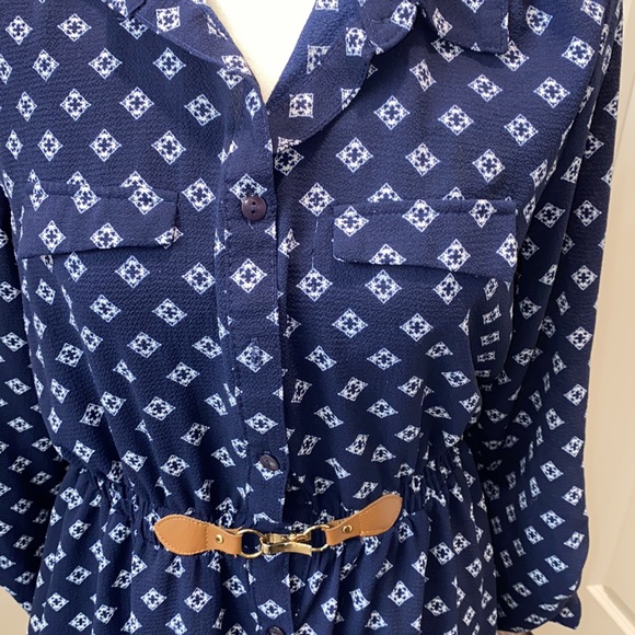 Always Indigo Lined Long Sleeve Dress - Picture 2 of 7